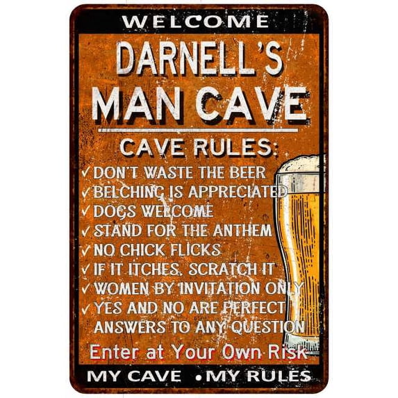 DARNELL'S Man Cave Rules Rusty Sign Garage Decor 16 x 24 Matte Finish Metal 116240051386