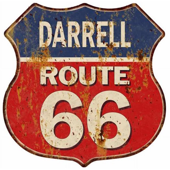 DARRELL Route 66 Sign Shield Metal Gift Man Cave Red 211110005389