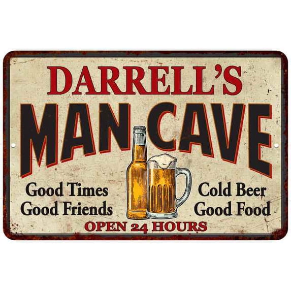 DARRELL'S Man Cave Sign 12 x 18 Matte Finish Metal 112180011168