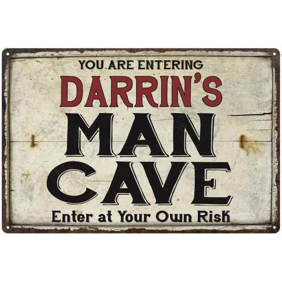 DARRIN'S Man Cave Sign Rustic 12 x 18 Matte Finish Metal 112180035483