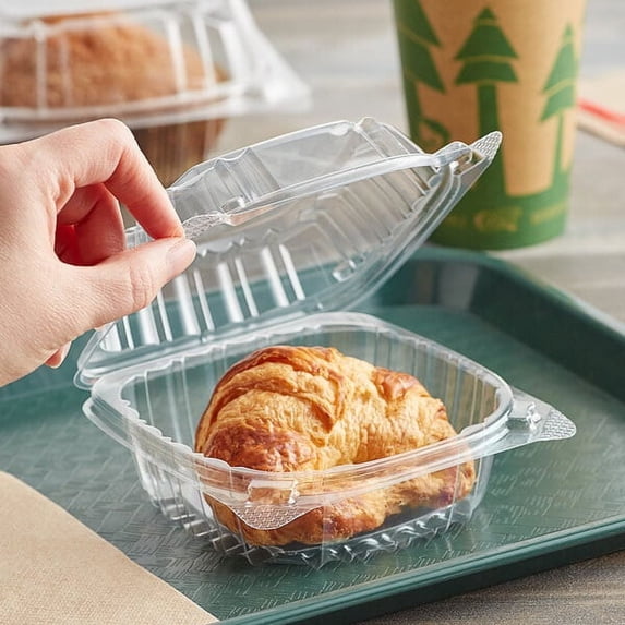 DART Solo Model # C53PST1| 5 3/8" X 5 1/4" X 2 5/8" ClearSeal Hinged Lid Plastic Container Use for Take-out/ to-Go Food, Sandwiches, Cake, Salad (125Ct)