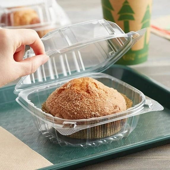 DART Solo Model # C57PST1| 6" X 5 13/16" X3" ClearSeal Hinged Lid Plastic Container Use for Take-out/ to-Go Food, Sandwiches, Cake, Salad (25Ct)