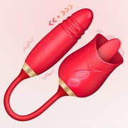 DARZU Rose Vibrator Sex Toys for Women, G Spot Dildo with Vibrating Egg, Clit Stimulator for Adults Couples (Red)