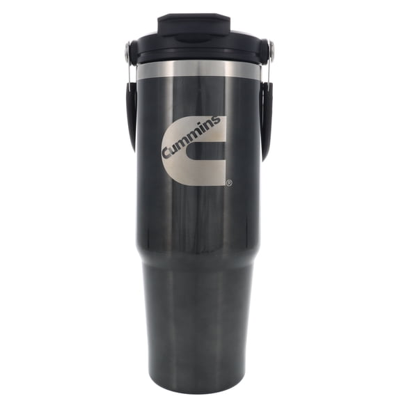 Cummins CMN35402 30 oz 2-in-1 Travel Mug with Flip Lid & Straw with Stainless Steel Handle - Metallic Gray