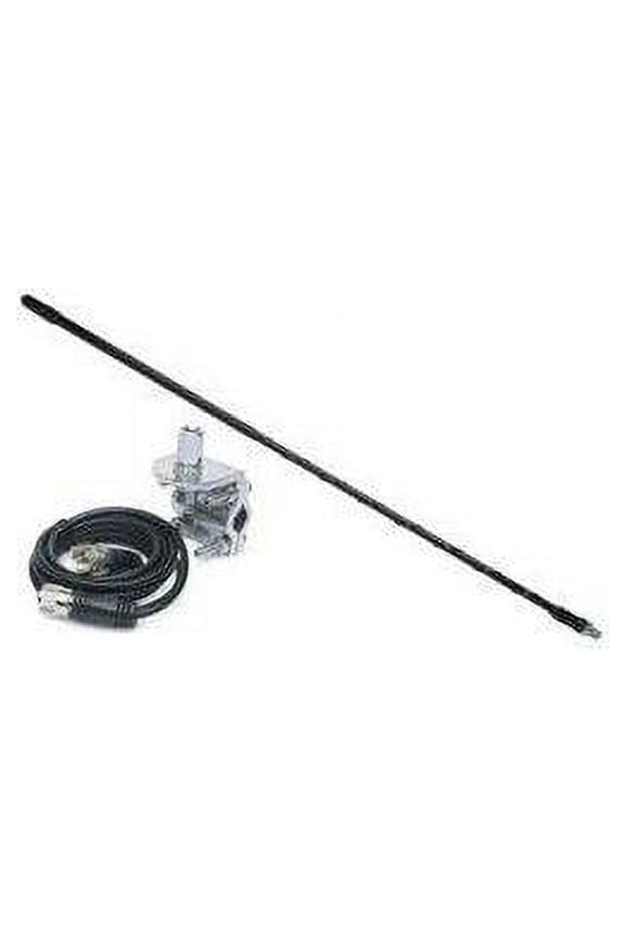 2' Top Loaded Fiberglass CB Antenna with Mirror Mount & Cable - 750 Watt Black
