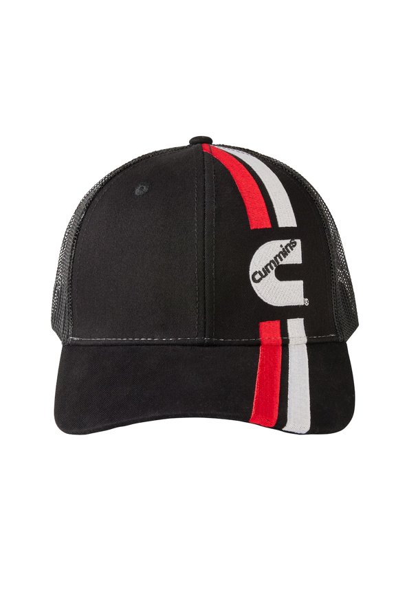 DAS COMPANIES Trucker Hats Retro Racing Stripes Logo Adjustable Fit Baseball Cap Black