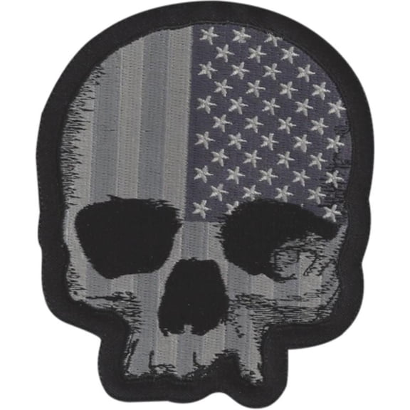 Lethal Threat Gray USA Skull compatible with Mini Embroidered Patch