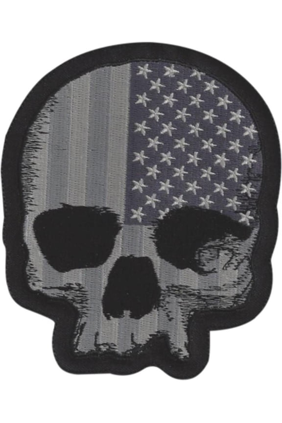 Gray USA Skull compatible with Mini Embroidered Patch