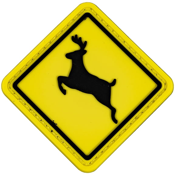Merica Life Yellow Deer Crossing Sign PVC Morale Patch