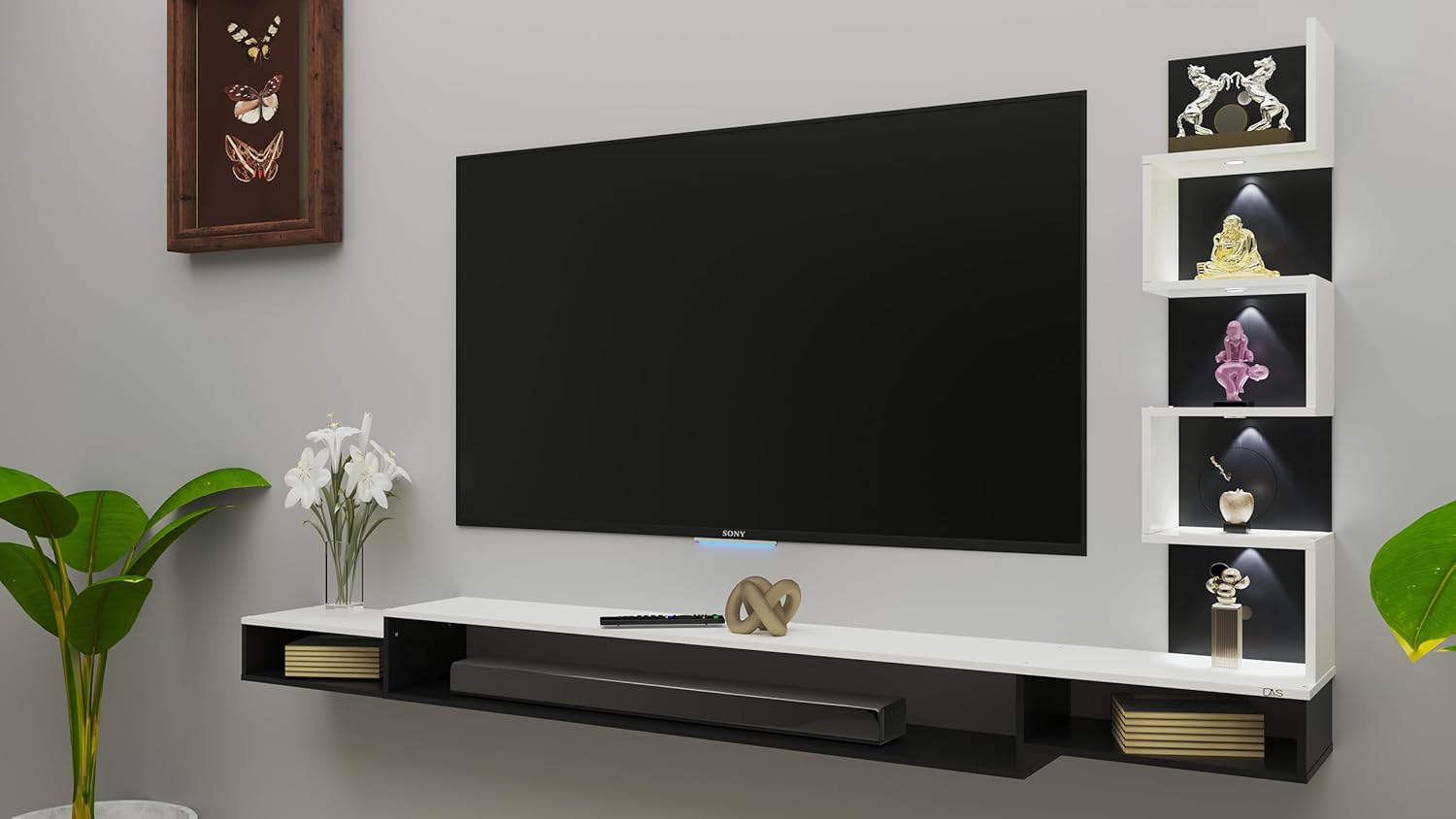 DAS JORDANE LED Light Installed Wall Mount Engineered Wood TV ...