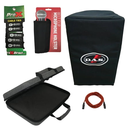 DAS Vantec 15 Double Padded Black Protective Speaker Cover with Padded Case and Accessories Package