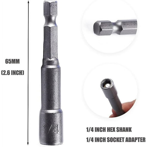 DASAW-10-Piece Magnetic Nut Driver Bit Set, 1/4-Inch Hex Shank, Chrome Vanadium Steel