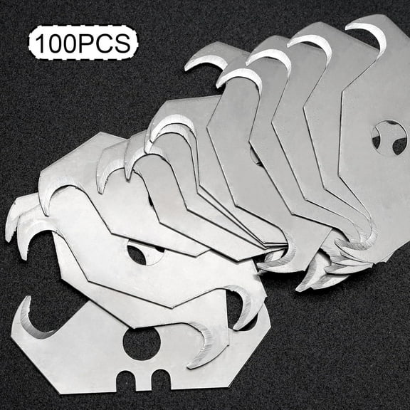 DASAW-100 Pcs Utility Knife Hook Blades, SK5 Steel Utility Hook Blades Razor Blades Box Cutter Blades with Plastic Case Utility Knife Blades Replacement Blades for Carpet, Roofing, Box Cutter