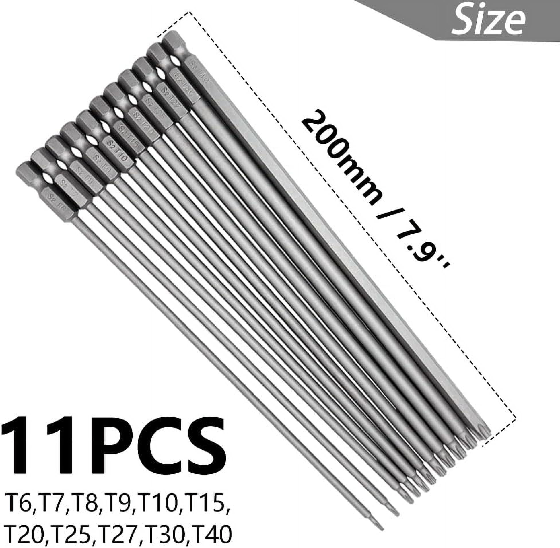 DASAW-11pcs 200mm Extra Long Torx Screwdriver Bit Set, Magnetic Head S2 ...