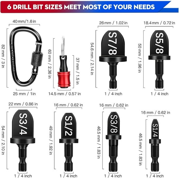 DASAW-13 Pcs Swage Tool HVAC Repairing Set With Bit Holder, Air Conditioner Copper Tube Expander Swaging Tool Drill Bit, Soft Copper Pipe Swager, 1/4'', 3/8'',1/2'',5/8'',3/4'',7/8'' Swedge HVAC Tool