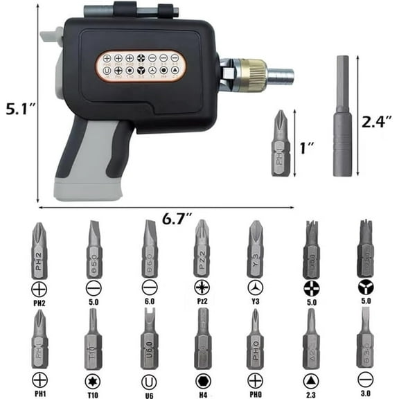 DASAW-16-in-1 Multi Screwdriver Set - Ratcheting Screwdriver - Gun Screwdriver Set with 14 Bits - Easy Foldable for Home DIY (desarmadores)