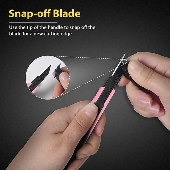 DASAW-2 Pack Pink Snap-off Utility Knife 9mm 30 Degree Knife and 18mm Knife Set with 20pcs Black Blades for Cutting Paper, cardboard