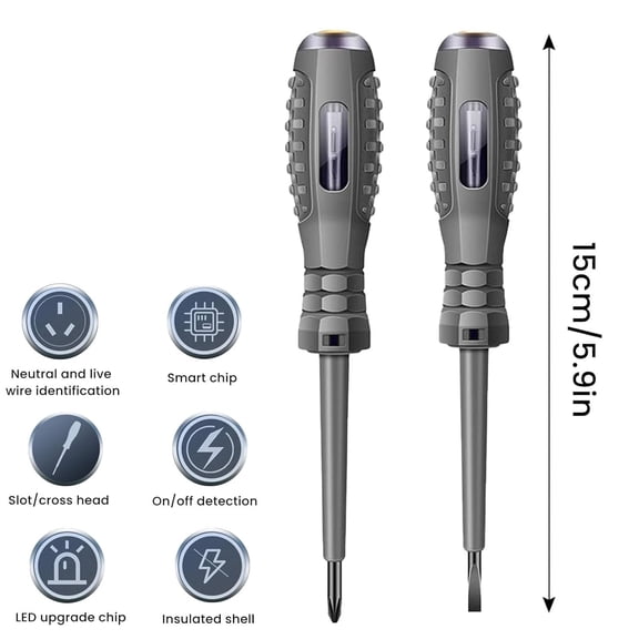 DASAW-2 Pcs 2-in-1 High Torque Strong Magnetic Flathead Phillips Screwdriver Electricity Detector, Non Contact Voltage Detector,Voltage Tester Pen,Electric Tester Pen,Voltage Tester Screwdriver (- +)