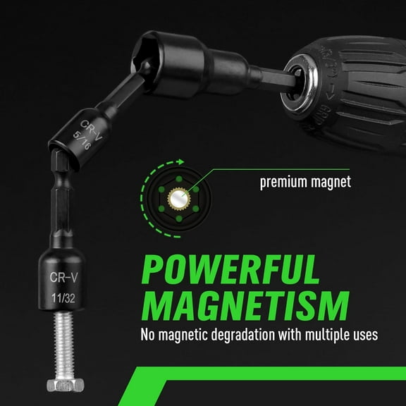 DASAW-20-Piece Magnetic Nut Driver Set, Metric & SAE 1/4" Hex Shank, Drill Socket Set, Impact Driver Bit Set, Magnetic Bit Holder with Aluminum Alloy Snap Clip, Quick Change Tool