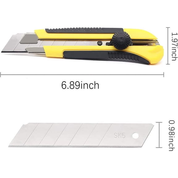 DASAW-25MM Heavy Duty Utility Knife, Box Cutter with 20pcs SK-5 Retract Blades, Snap-Off Cutters with Rubber Grip for Cardboard, Boxes, DIY Crafts