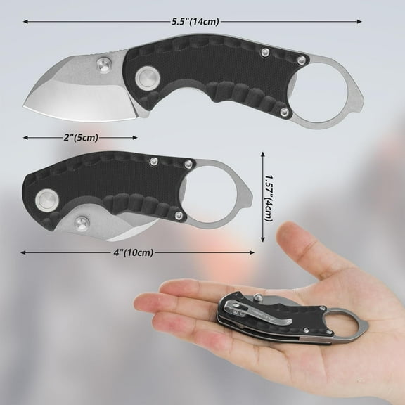 DASAW-4" Small Folding Pocket Knife, Lightweight Utility Knife, Black G10 Handle, EDC Pocket Knife with 8Cr13MoV Steel Blade, Carry Pocket Clip, Bottle Opener and Flat Head Screwdriver, Liner Lock
