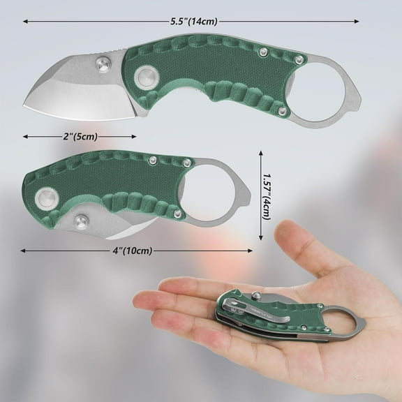 DASAW-4" Small Folding Pocket Knife, Lightweight Utility Knife, Green G10 Handle, EDC Pocket Knife with 8Cr13MoV Steel Blade, Carry Pocket Clip, Bottle Opener and Flat Head Screwdriver, Liner Lock