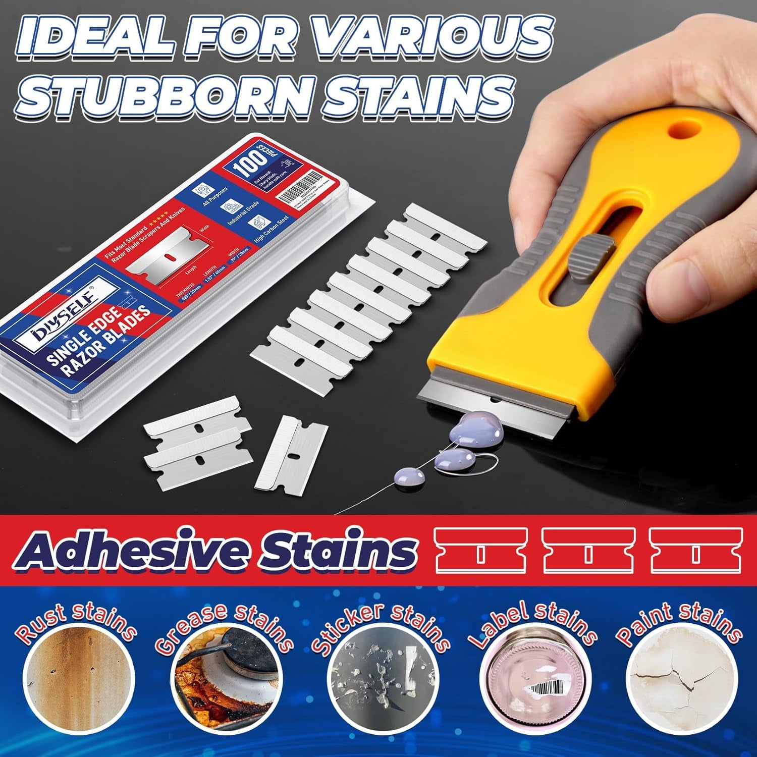 DASAW-400PCS Single Edge Razor Blades Heavy Duty, Razor Blades for ...