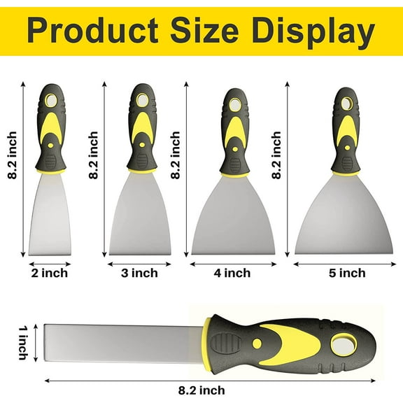 DASAW-5Pcs Putty Knife, Set, 1" 2" 3" 4" 5" Scraper, Spackle Knife, Paint Scraper, Scraper Tool, No Rusting, Perfect For Repairing Drywall, Removing Wallpaper, Mud, Plaster Scraping