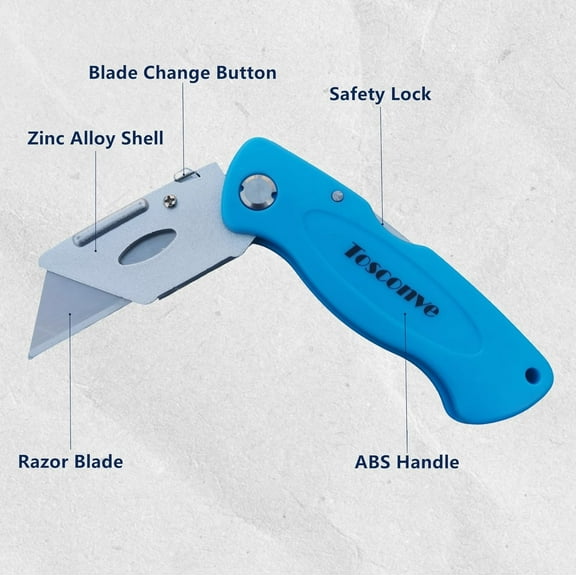 DASAW-8-Pack Folding Utility Knife with Extra 30 Blades, Tough Foldable Razor Knife Box Opener for Cartons Boxes Cardboard Sheet Plastic, Folding Box Cutter without Clip for Home Office Warehouse