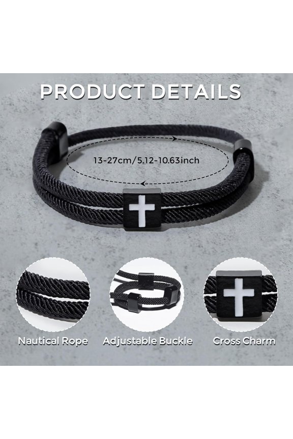-8 Pcs Braided Cross Bracelet Adjustable Rope Jesus Bracelet with Metal Knot Christian Gits for Men Women