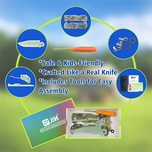 DASAW-Alpha G10 Knife for Kids, Folding EDC, Fake Toy Knives, DIY Kit, Kids Pocket Knife, Dull, Safe Camo G10 Blade & Handle, Camping Tool
