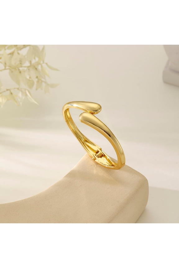 -Bangle Bracelets for Women | 14K Gold Plated Trendy Wide Bracelets | Hinged Arm Cuff Bangles Chunky Bracelet for Women