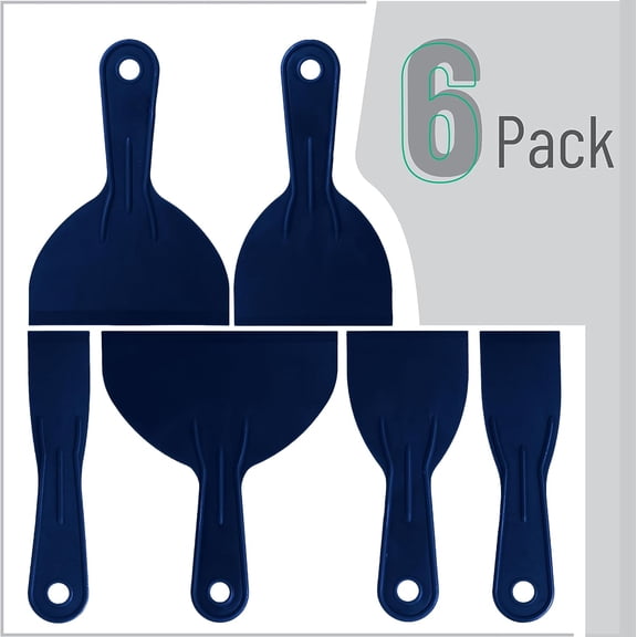 DASAW-Bates Putty Knife - 6 Pack, Navy Blue Plastic Spackle Tool Set - Plastic Spreader, Putty Scraper