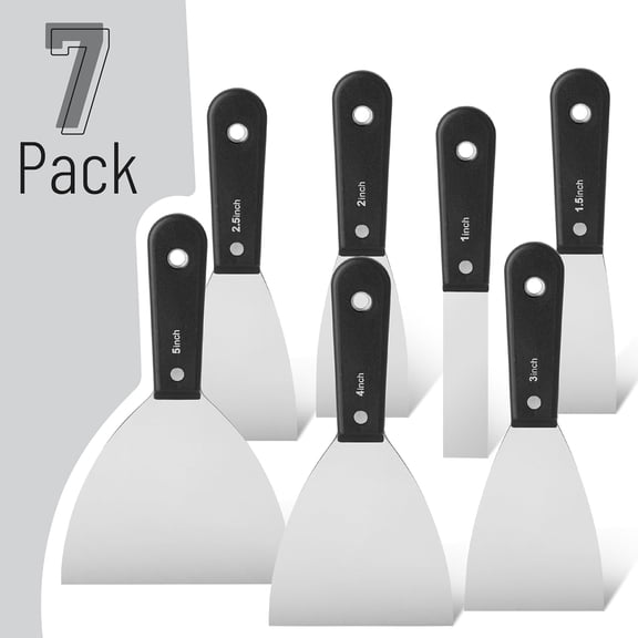 DASAW-Bates- Putty Knife Set, 7 Pack, Carbon Steel, 1", 1.5", 2", 2.5", 3", 4", 5", Putty Knives, Drywall Knife Set, Putty Knife Scraper Tool, Spackle Knife Set, Paint Scraper Tool, Drywall Knifes Se