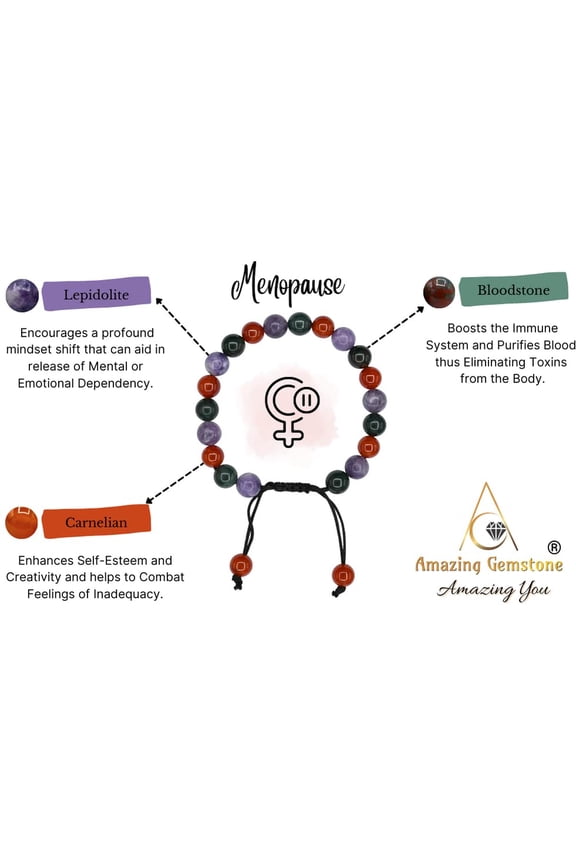 -Bracelet for Menopause - Bloodstone Lepidolite Carnelian Bracelet Set for Men Women Healing Calming Anxiety Stress Relief Gifts Pulseras Para Hombres Mujer Stocking Stuffers (Adjustable)