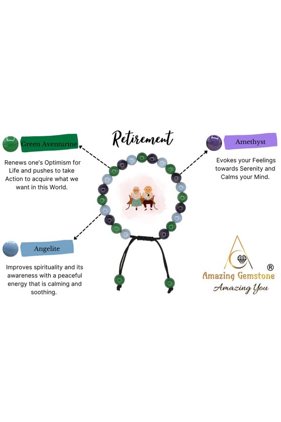 -Bracelet for Retirement - Green Aventurine Angelite Amethyst Bracelet Set for Men Women Healing Calming Anxiety Stress Relief Gifts Pulseras Para Hombres Mujer Stocking Stuffers (Adjustable)