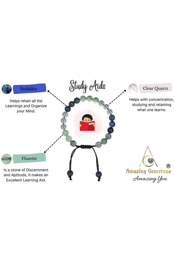 -Bracelet for Studying and Concentrating Manifestation - Sodalite Fluorite Clear Quartz Bracelet Set for Men Women Healing Calming Anxiety Stress Relief Gifts Pulseras Para Hombres Mujer (Adjust