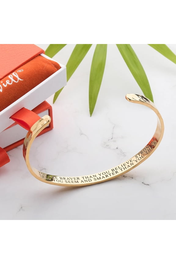 -Bracelets for Women, Personalized Gifts for Her, Mom, Best Friend, Inspirational Friendship Cuff for Teen Girls, Engraved, Birthday Gift Jewelry