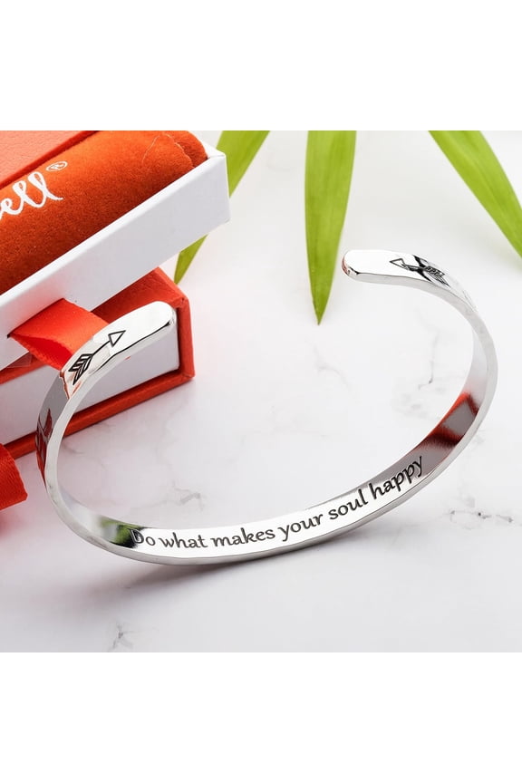 -Bracelets for Women, Personalized Gifts for Her, Mom, Best Friend, Inspirational Friendship Cuff for Teen Girls, Engraved, Birthday Gift Jewelry