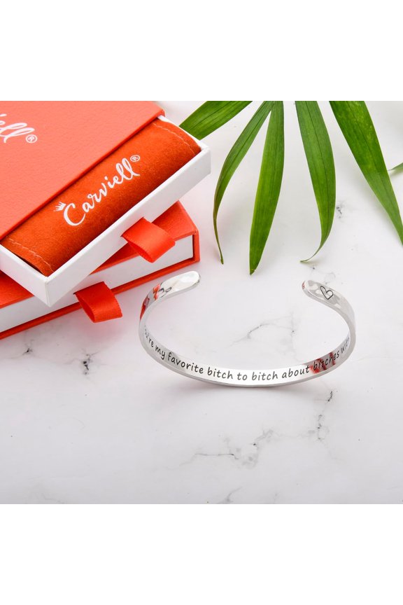 -Bracelets for Women, Personalized Gifts for Her, Mom, Best Friend, Inspirational Friendship Cuff for Teen Girls, Engraved, Birthday Gift Jewelry