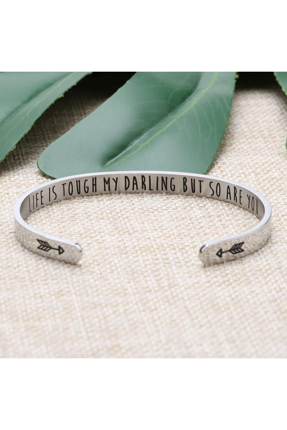 -Bracelets for Women Personalized Inspirational Jewelry Mantra Cuff Bangle Friend Encouragement Gift for Her