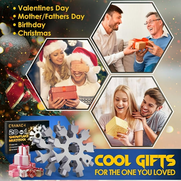 DASAW-Christmas Stocking Stuffers for Women - Snowflake Multi Tools for Men, 20 in 1 Multitool Unique Cool Stuff Ideas Gadgets Gifts for Men Who Have Everything, Mini Portable Screwdriver Bottle Open