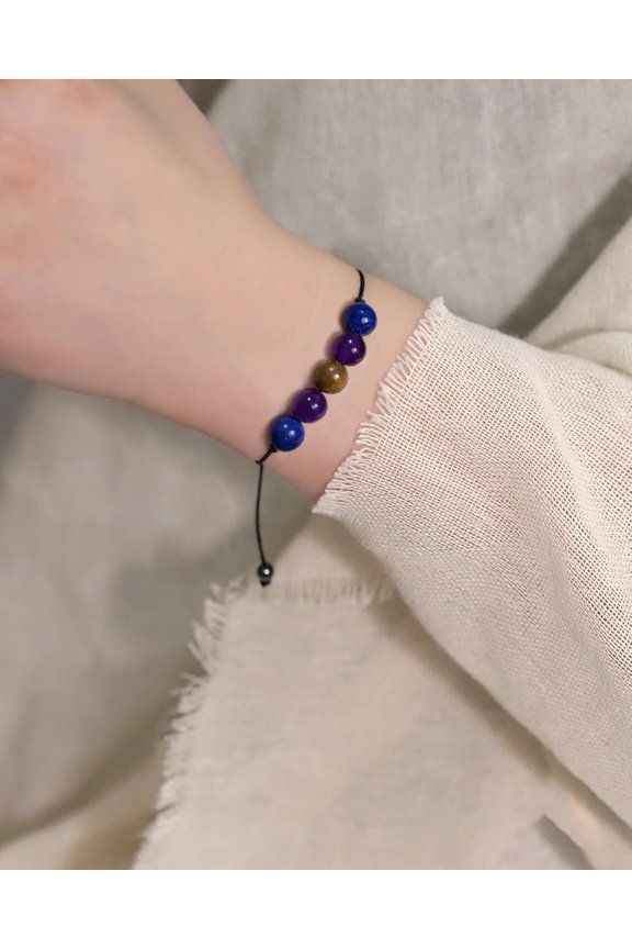 -Crystal Healing Stones Bracelets for Women & Men - Amethyst Anxiety Protection Bracelets - Natural Gemstones Jewelry Gifts