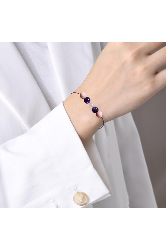 -Crystal Healing Stones Bracelets for Women & Men - Amethyst Anxiety Protection Bracelets - Natural Gemstones Jewelry Gifts