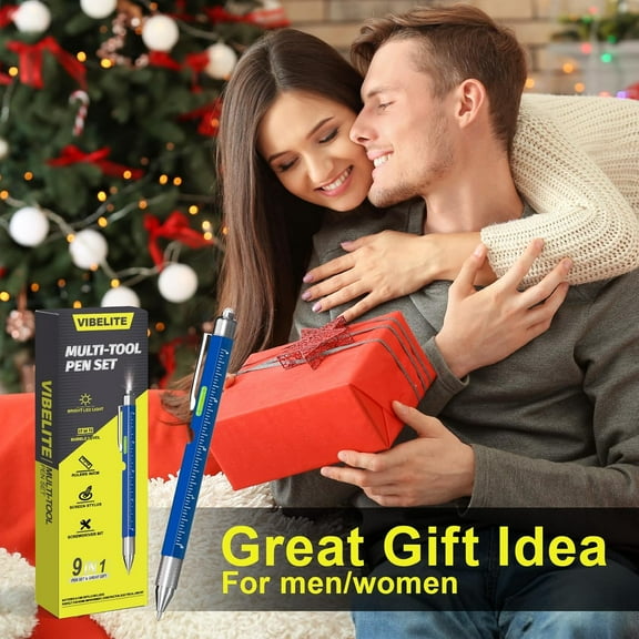DASAW-Fathers Day Dad Gifts for Dad Husband, 9 in 1 Multitool Pen Set with LED, Stylus, Level, Screwdriver, Fathers Day Gift from Daughter Wife Son, Gadgets for Men, Father, Blue, 1 Pack