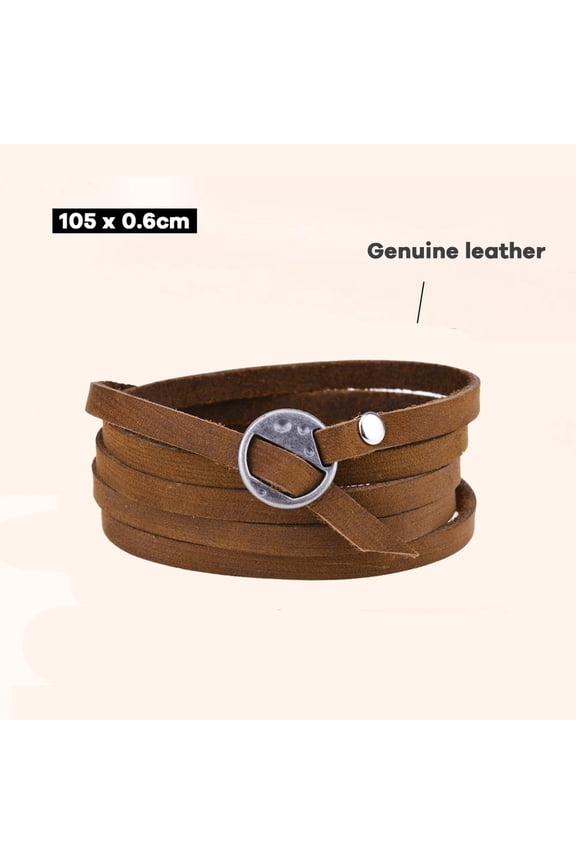 -Genuine Leather Wrap Bracelets Trendy Western Stackable Cuff Adjustable Boho Layered Bracelet Jewelry For Men Women