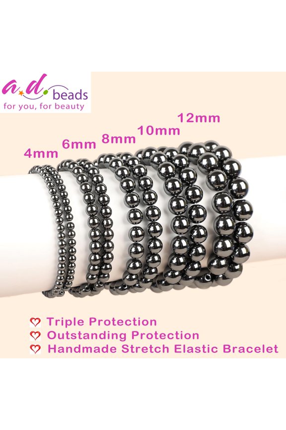 -Handmade Gemstone Stretch Elastic Bracelet Crystal Healing Reiki Nature's Beauty and Spiritual Essence Unisex (4mm, Hematite (Healing and Health))