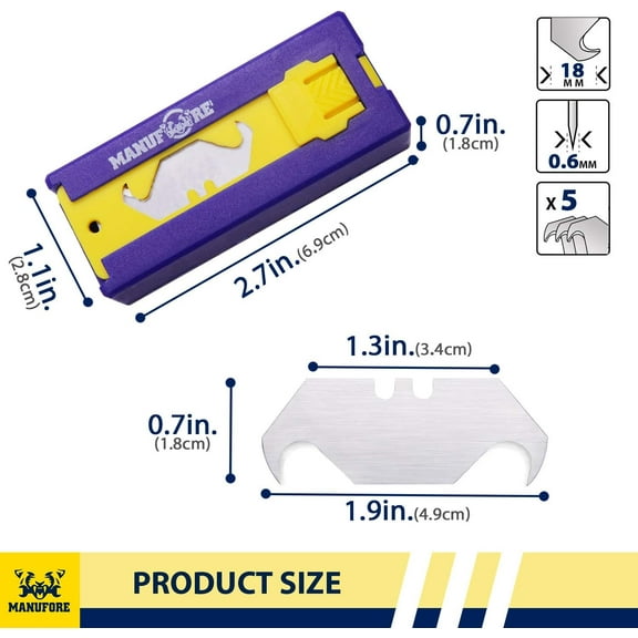DASAW-Hook Utility Knife Blades Dispenser Heavy Duty Blades SK5 Steel 20 pack