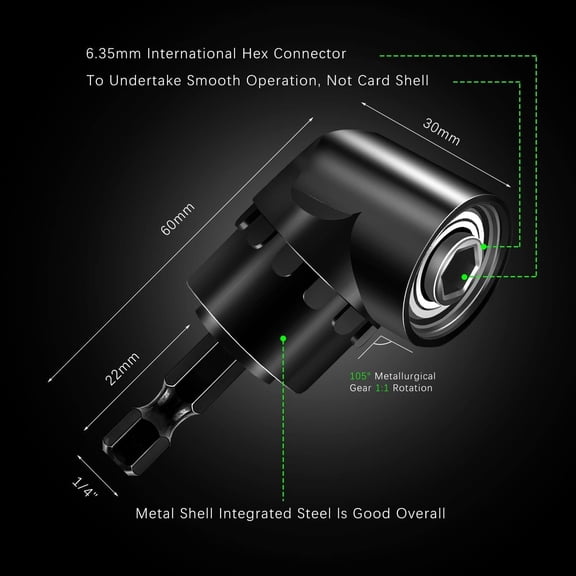 DASAW-Impact Grade Driver Sockets Adapter Extension Set Drill Bit+Right Angle Drill,3Pcs 1/4 3/8 1/2" Universal Socket Adapter Set,105 Degree Right Angle Screwdriver set Drill Hex Bit Socket Adapter