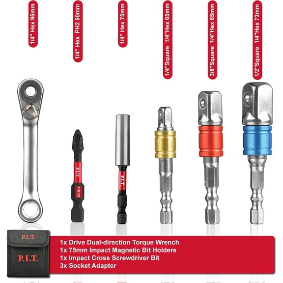 DASAW-Impact Grade Socket Adapter/Extension Set,1/4" 3/8" 1/2" Turns Power Drill Into High Speed Nut Driver with 1/4 Micro Ratchet, Impact Magnetic Phillips Bit &Screwdriver Bit Holders, for bike ect